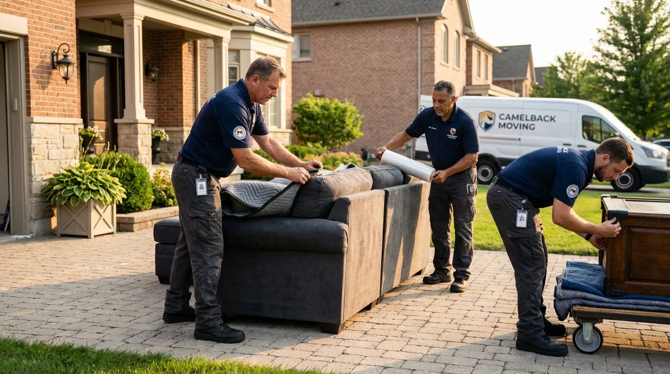 Large estate moving crew wrapping furniture in Raven, VA
